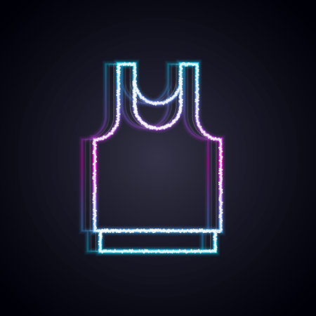 Glowing neon line Undershirt icon isolated on black background. Vectorのイラスト素材