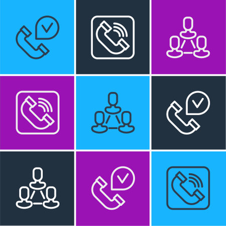 Set line Telephone handset, Employee hierarchy and icon. Vectorのイラスト素材