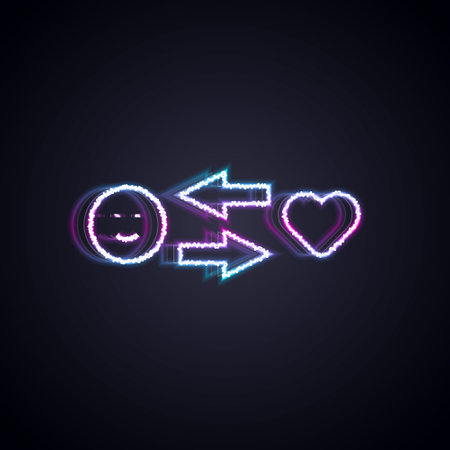 Glowing neon line Romantic relationship icon isolated on black background. Romantic relationship or pleasant meeting concept. Vectorのイラスト素材