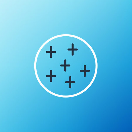 Line Full moon icon isolated on blue background. Cloudy night sign. Sleep dreams symbol. Night or bed time sign. Colorful outline concept. Vectorのイラスト素材