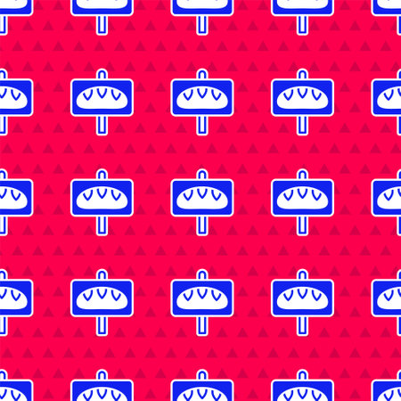 Blue Donation food icon isolated seamless pattern on red background. Vectorのイラスト素材
