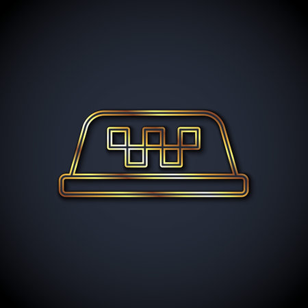 Gold line Taxi car roof icon isolated on black background. Vectorのイラスト素材