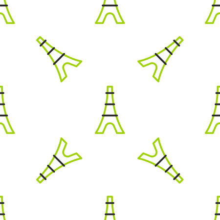 Line Eiffel tower icon isolated seamless pattern on white background. France Paris landmark symbol. Vectorのイラスト素材