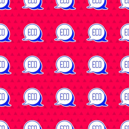 Blue Leaf Eco symbol icon isolated seamless pattern on red background. Banner, label, tag, logo, sticker for eco green. Vectorのイラスト素材