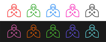 Set line Mantle, cloak, cape icon isolated on black and white background. Magic cloak of mage, wizard and witch for halloween design. Vectorのイラスト素材