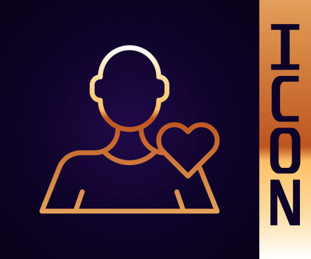 Gold line Romantic man icon isolated on black background. Happy Valentines day. Vectorのイラスト素材