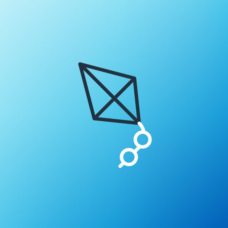 Line Kite icon isolated on blue background. Colorful outline concept. Vectorのイラスト素材