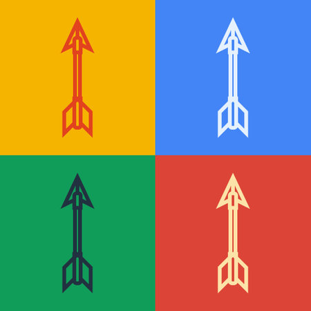 Pop art line Crossed arrows icon isolated on color background. Vectorのイラスト素材