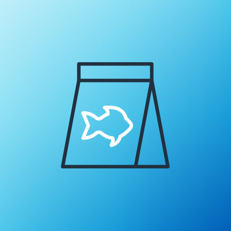 Line Food for fish icon isolated on blue background. Colorful outline concept. Vectorのイラスト素材