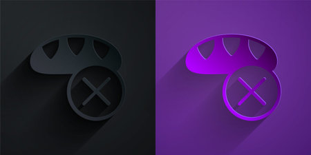 Paper cut Donation food icon isolated on black on purple background. Paper art style. Vectorのイラスト素材