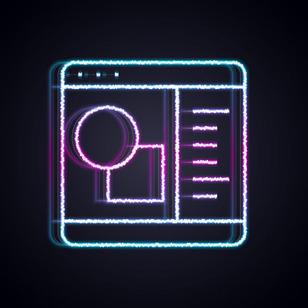 Glowing neon line 3D printer software icon isolated on black background. 3d printing. Vectorのイラスト素材