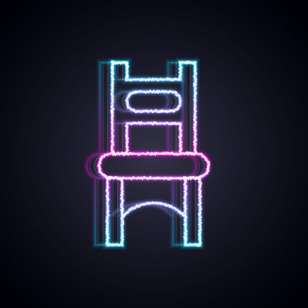 Glowing neon line Chair icon isolated on black background. Vectorのイラスト素材