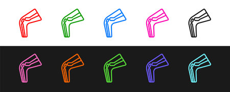 Set line Bone pain icon isolated on black and white background. Orthopedic medical. Disease of the joints and bones, arthritis. Vectorのイラスト素材