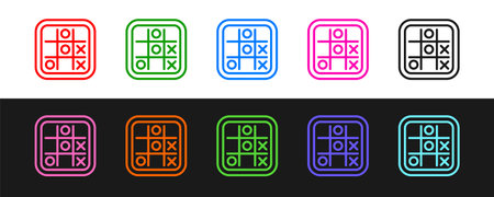 Set line Tic tac toe game icon isolated on black and white background. Vectorのイラスト素材