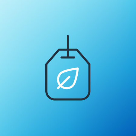 Line Tea bag with leaf icon isolated on blue background. Colorful outline concept. Vectorのイラスト素材