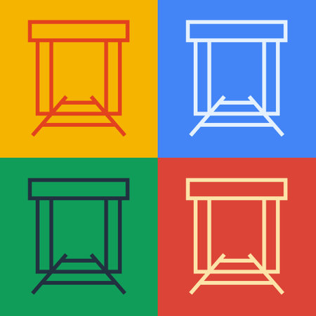 Pop art line Gold mine icon isolated on color background. Vectorのイラスト素材