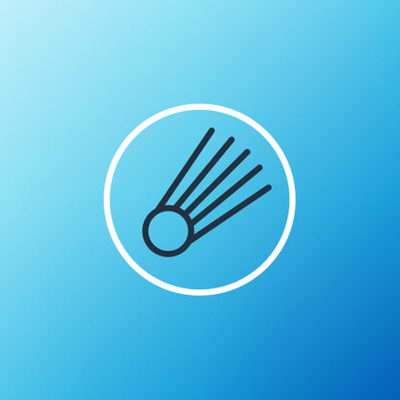 Line Comet falling down fast icon isolated on blue background. Colorful outline concept. Vectorのイラスト素材