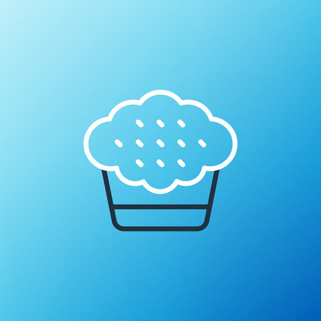 Line Muffin icon isolated on blue background. Colorful outline concept. Vector