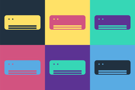 Pop art Air conditioner icon isolated on color background. Split system air conditioning. Cool and cold climate control system. Vectorのイラスト素材