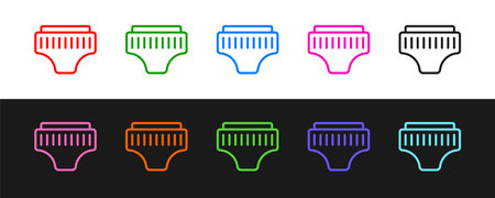 Set line Adult diaper icon isolated on black and white background. Vectorのイラスト素材