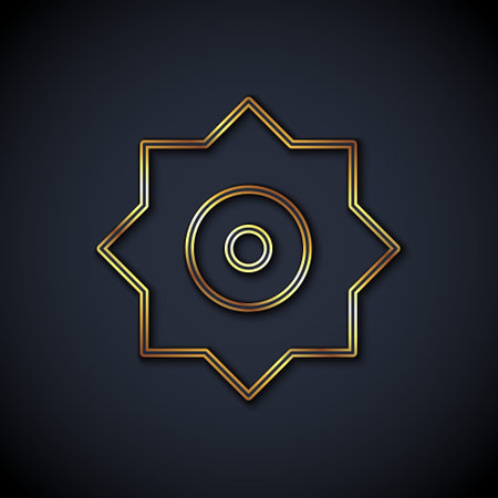 Gold line Falling star icon isolated on black background. Meteoroid, meteorite, comet, asteroid, star icon. Vectorのイラスト素材