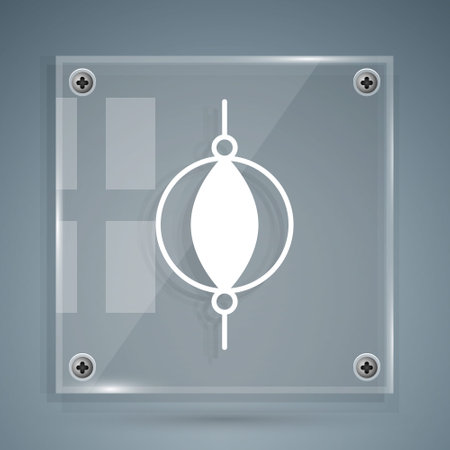 White Punching bag icon isolated on grey background. Square glass panels. Vectorのイラスト素材