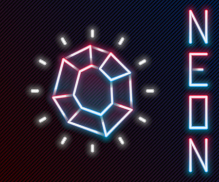 Glowing neon line Magic stone icon isolated on black background. Fantasy crystal. Jewelry gem for game. Colorful outline concept. Vectorのイラスト素材