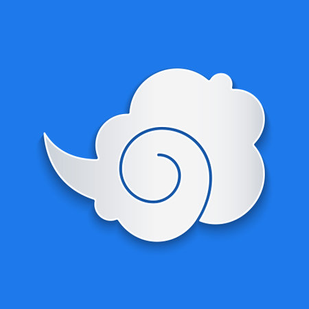 Paper cut Magic fog or smoke icon isolated on blue background. Paper art style. Vectorのイラスト素材