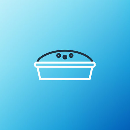 Line Homemade pie icon isolated on blue background. Colorful outline concept. Vectorのイラスト素材