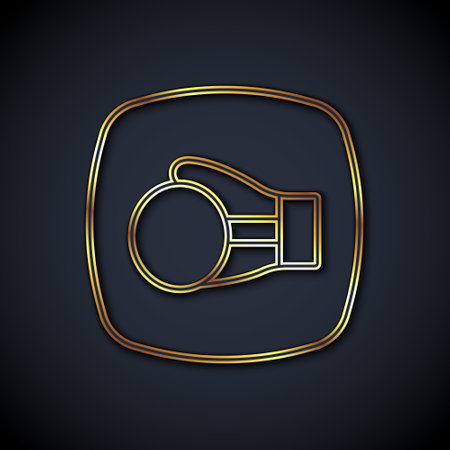 Gold line Boxing glove icon isolated on black background. Vectorのイラスト素材