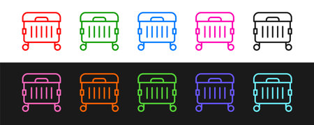 Set line Trash can icon isolated on black and white background. Garbage bin sign. Recycle basket icon. Office trash icon. Vectorのイラスト素材