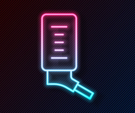 Glowing neon line Automatic drinker for small pets icon isolated on black background. Vectorのイラスト素材