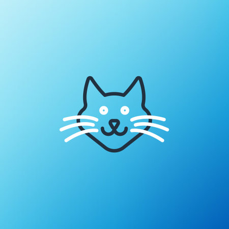 Line Cat icon isolated on blue background. Colorful outline concept. Vectorのイラスト素材