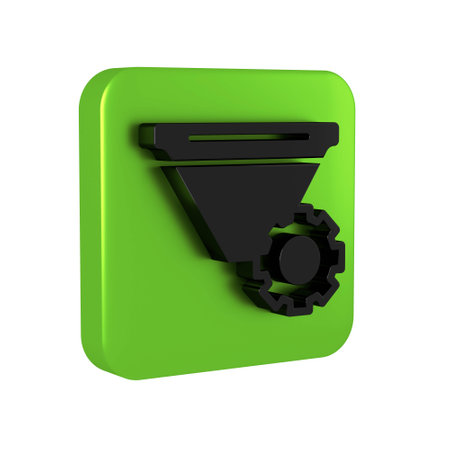 Black Filter setting icon isolated on transparent background. Green square button.の写真素材