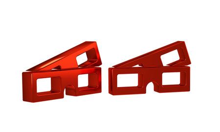 Red 3D cinema glasses icon isolated on transparent background. .