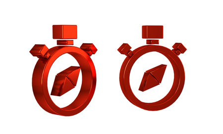 Red Compass icon isolated on transparent background. Windrose navigation symbol. Wind rose sign. .
