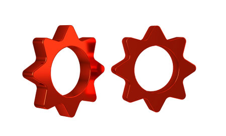 Red Sun icon isolated on transparent background. Summer symbol. Good sunny day. .の写真素材