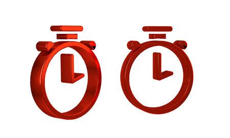 Red Stopwatch icon isolated on transparent background. Time timer sign. Chronometer sign .