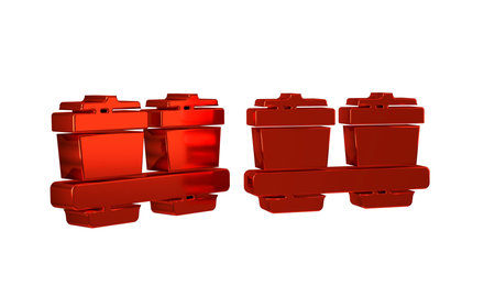 Red Coffee cup to go icon isolated on transparent background. .