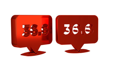Red Medical thermometer showing normal temperature icon isolated on transparent background. .