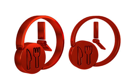 Red Round the clock delivery icon isolated on transparent background. .