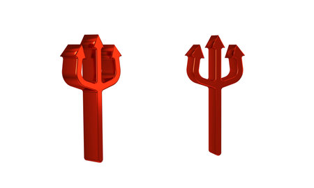 Red Neptune Trident icon isolated on transparent background. Happy Halloween party. .