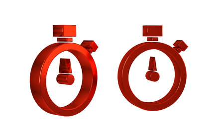 Red Stopwatch icon isolated on transparent background. Time timer sign. Chronometer sign .