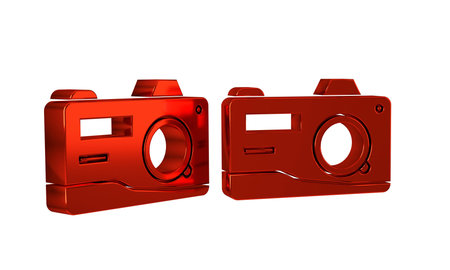 Red Photo camera icon isolated on transparent background. Photo camera icon. .