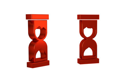 Red Old hourglass with flowing sand icon isolated on transparent background. Sand clock sign....