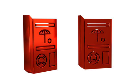 Red Travel brochure icon isolated on transparent background. .