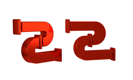 Red Industry metallic pipe icon isolated on transparent background. Plumbing pipeline parts of...