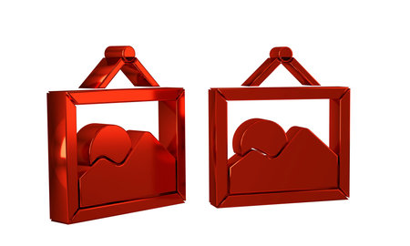 Red Picture landscape icon isolated on transparent background. .の写真素材