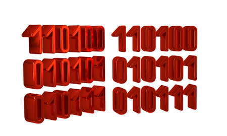 Red Binary code icon isolated on transparent background. .の写真素材