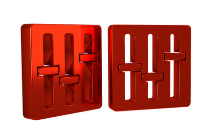 Red Sound mixer controller icon isolated on transparent background. Dj equipment slider buttons. Mixing console. .の写真素材